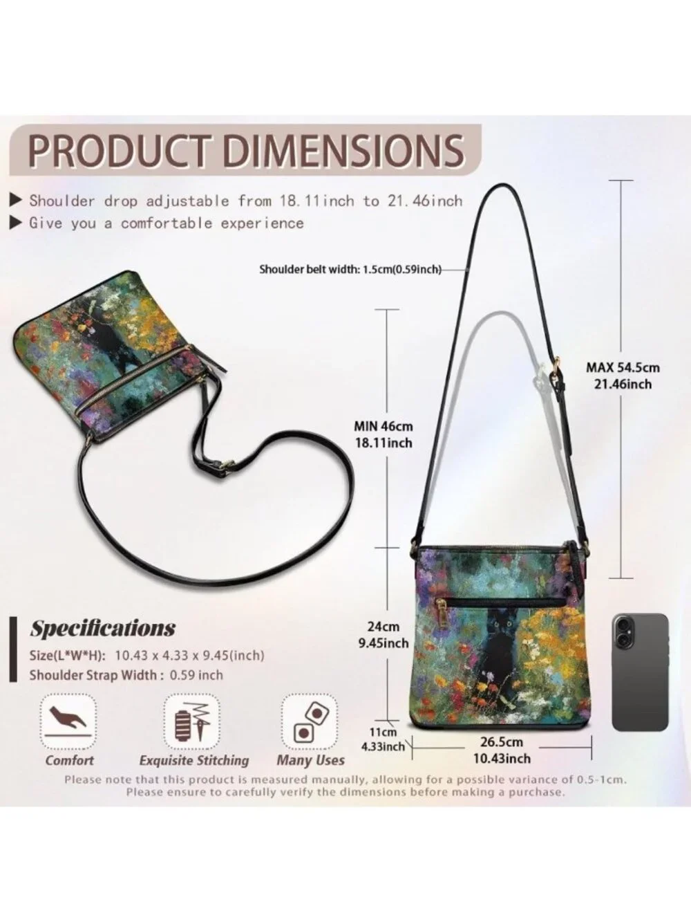 Vintage Leather Hobo Bag for Women | Multi-Pocket Travel Sling Purse, Stylish - Picture 7 of 7
